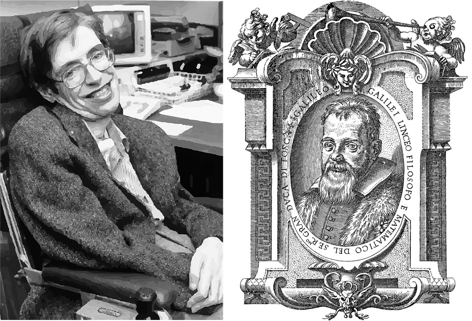 Stephen Hawking y Galileo Galilei dos grandes divulgadores científicos